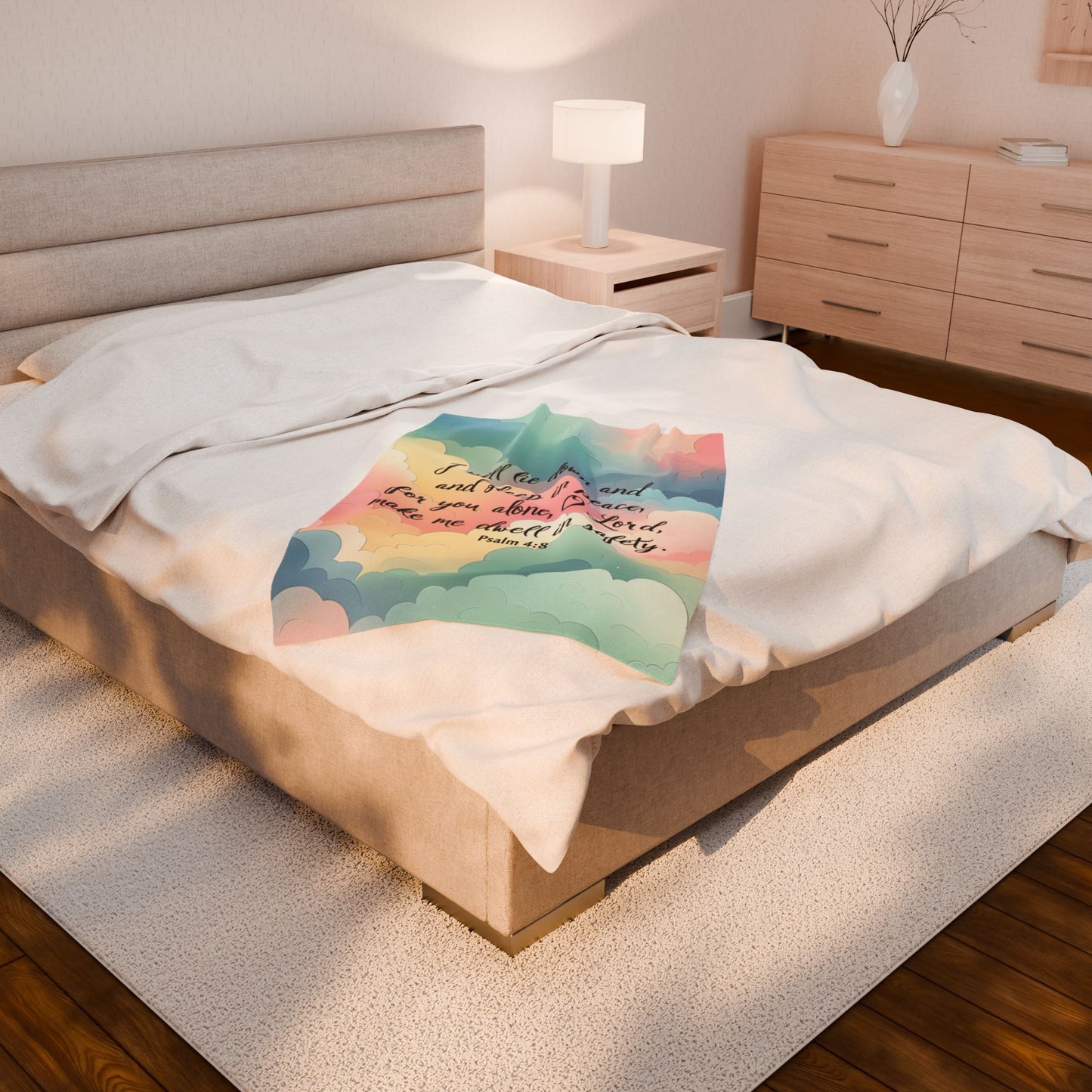Rainbow I Will Lie Down Throw Blanket