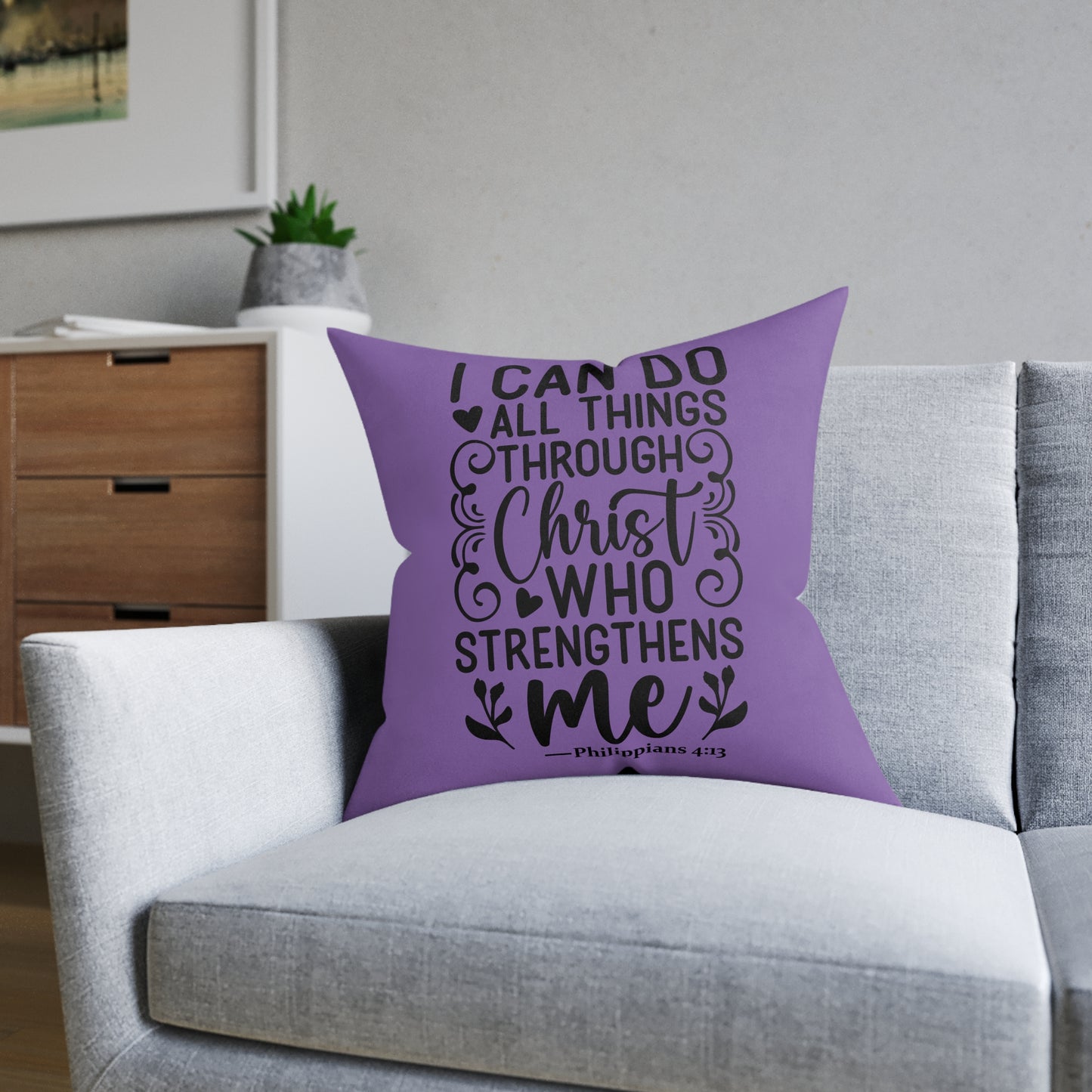 I Can Do All Things Purple Cushion