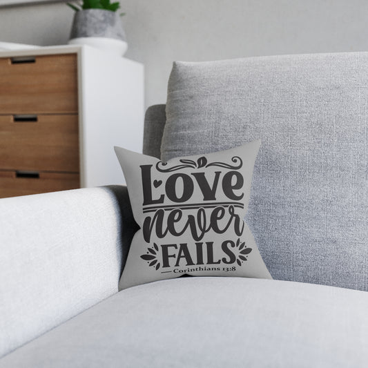 Love Never Fails Grey Cushion