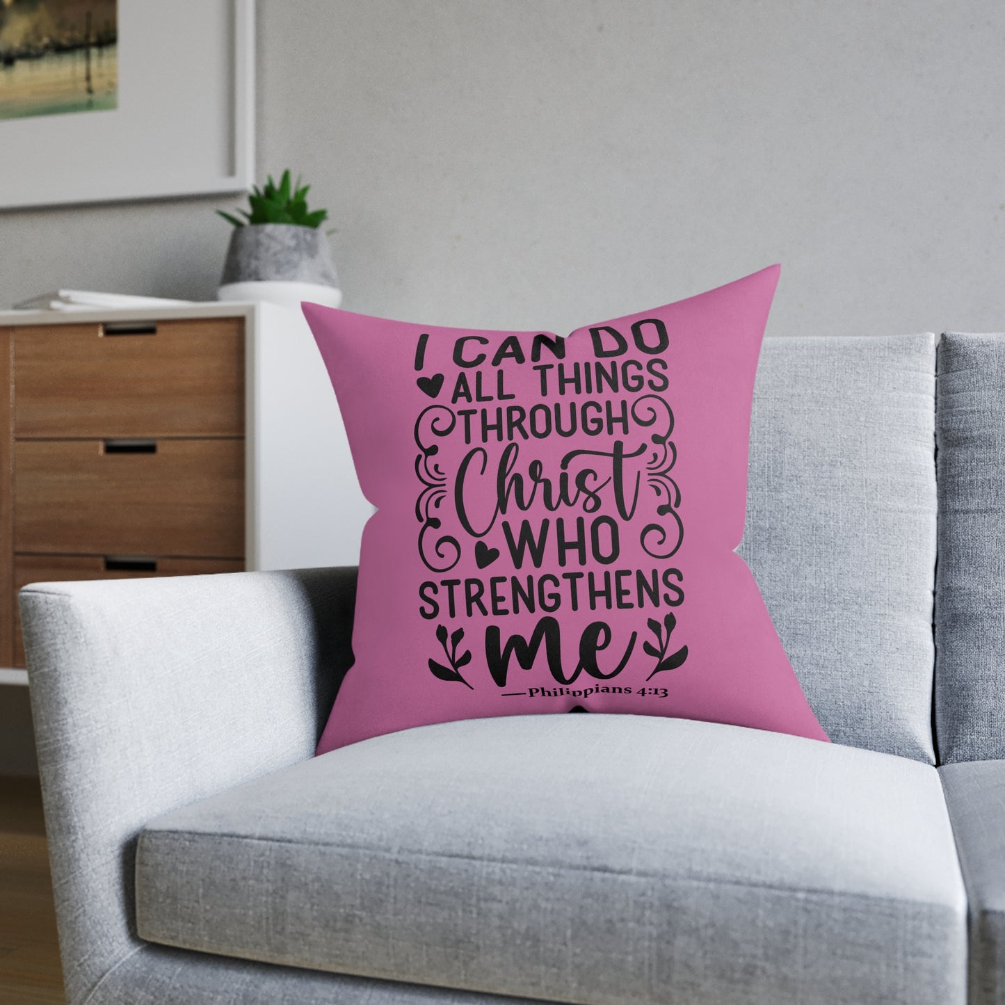 I Can Do All Things Pink Cushion