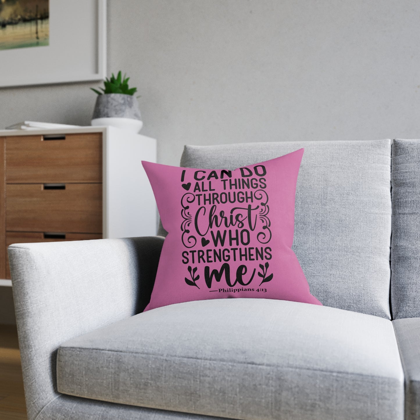 I Can Do All Things Pink Cushion