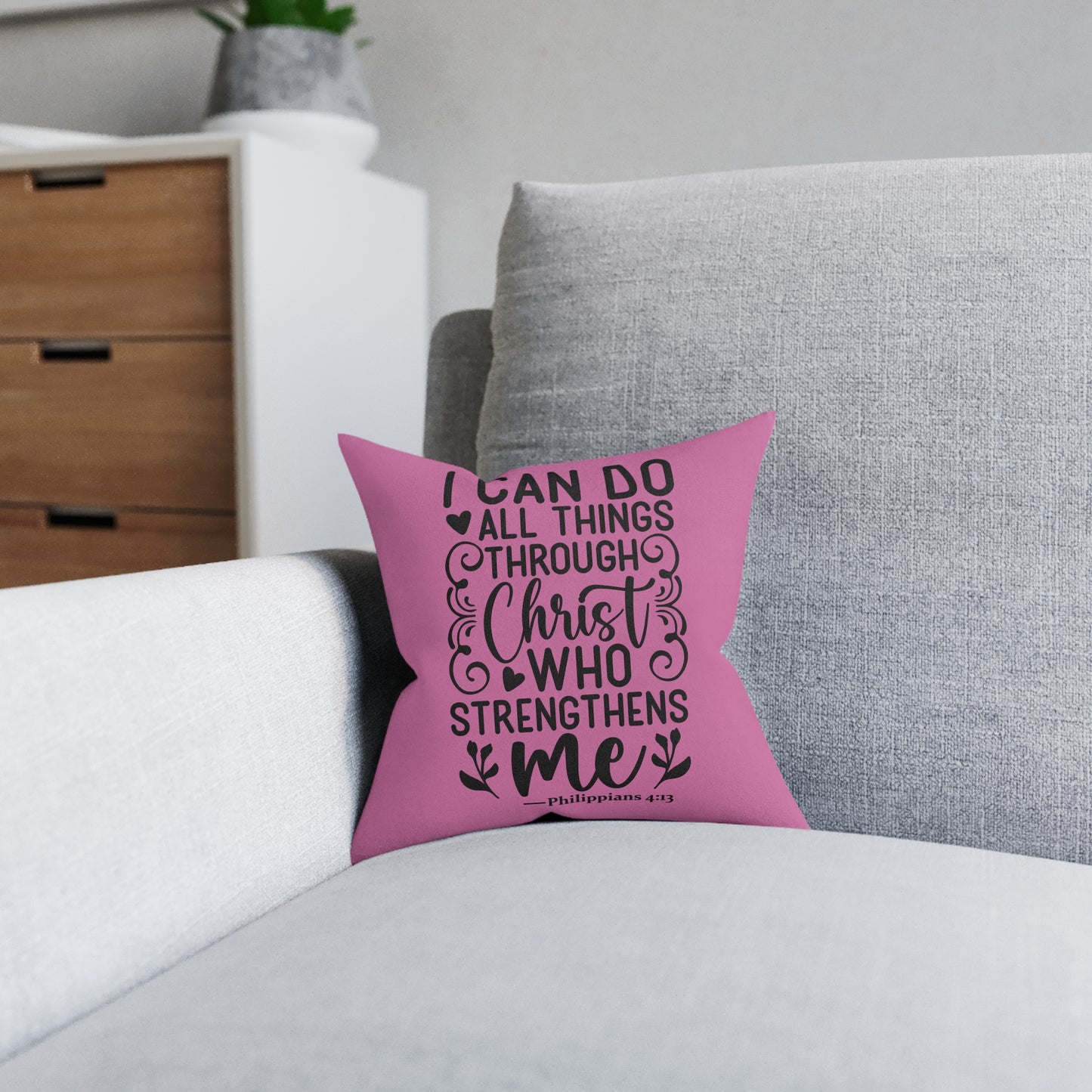 I Can Do All Things Pink Cushion